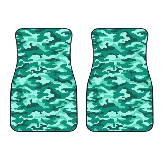Teal Camouflage Print Front Car Floor Mats