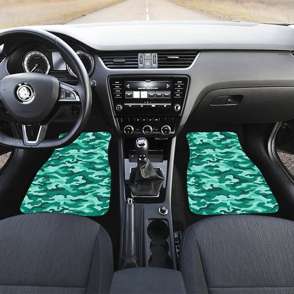Teal Camouflage Print Front Car Floor Mats