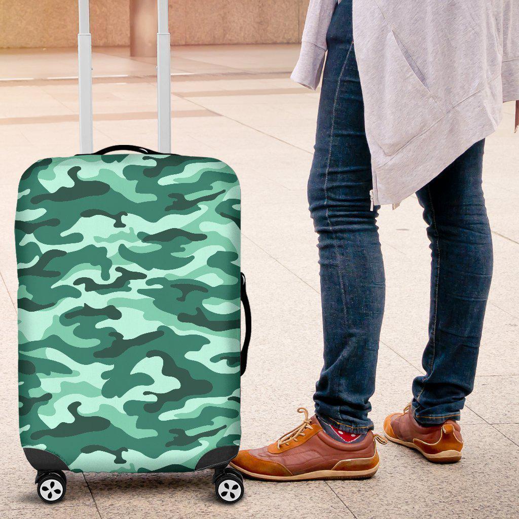 Teal Camouflage Print Luggage Cover GearFrost