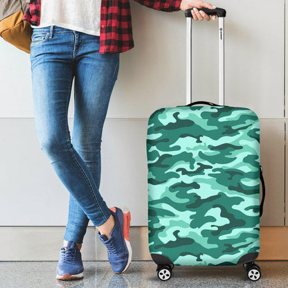 Teal Camouflage Print Luggage Cover GearFrost