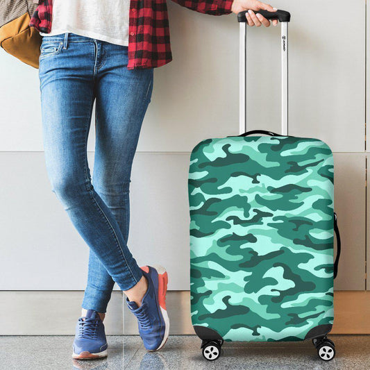Teal Camouflage Print Luggage Cover GearFrost