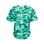 Teal Camouflage Print Men's Baseball Jersey