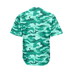 Teal Camouflage Print Men's Baseball Jersey
