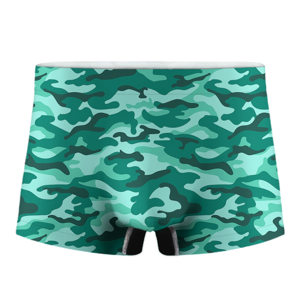 Teal Camouflage Print Men's Boxer Briefs