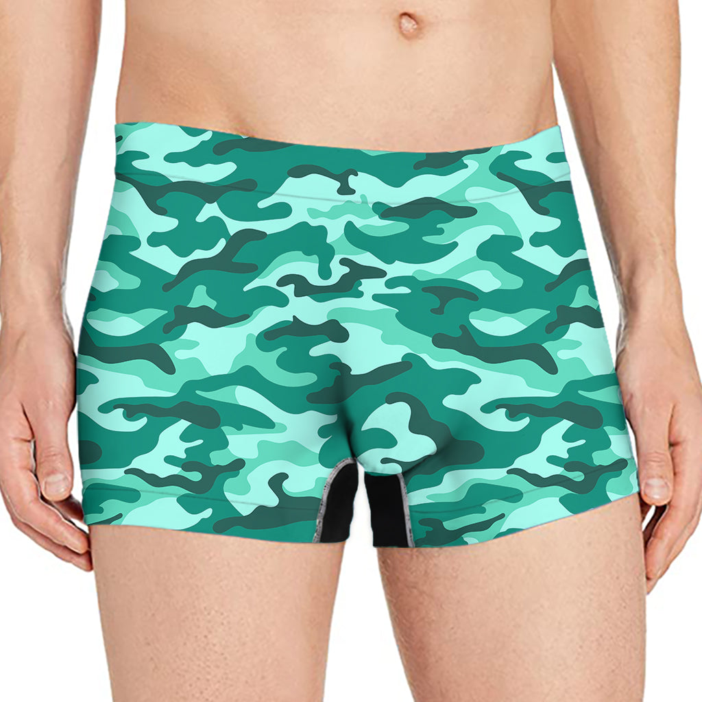 Teal Camouflage Print Men's Boxer Briefs