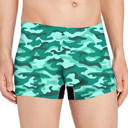 Teal Camouflage Print Men's Boxer Briefs