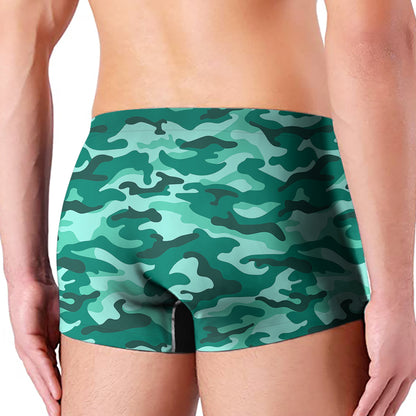 Teal Camouflage Print Men's Boxer Briefs