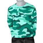 Teal Camouflage Print Men's Crewneck Sweatshirt GearFrost
