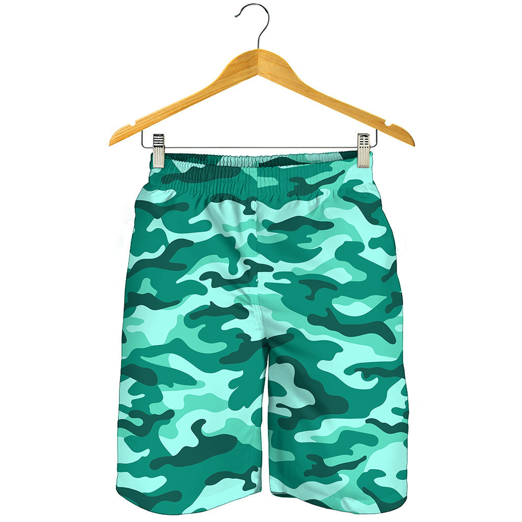 Teal Camouflage Print Men's Shorts