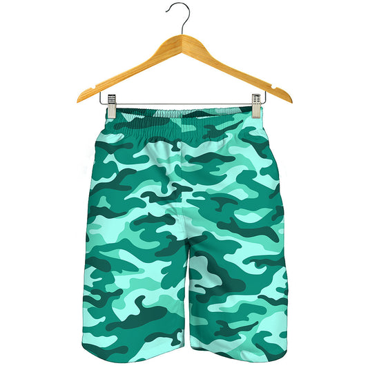 Teal Camouflage Print Men's Shorts