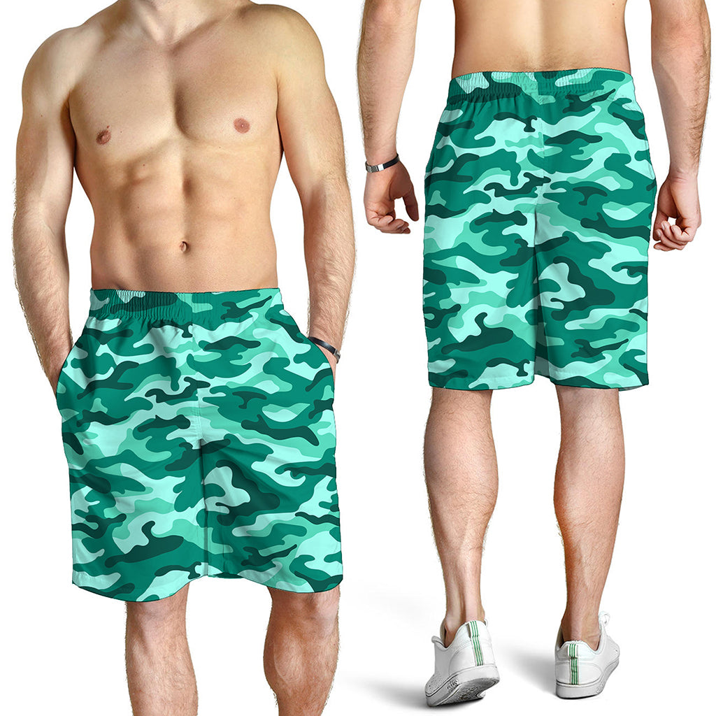 Teal Camouflage Print Men's Shorts