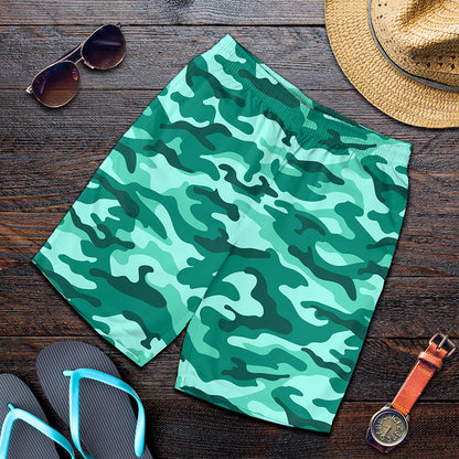 Teal Camouflage Print Men's Shorts