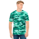 Teal Camouflage Print Men's T-Shirt