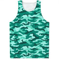 Teal Camouflage Print Men's Tank Top