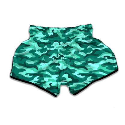 Teal Camouflage Print Muay Thai Boxing Shorts