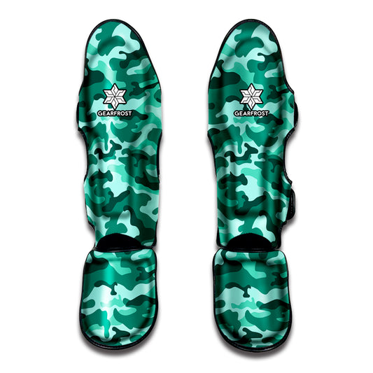 Teal Camouflage Print Muay Thai Shin Guard