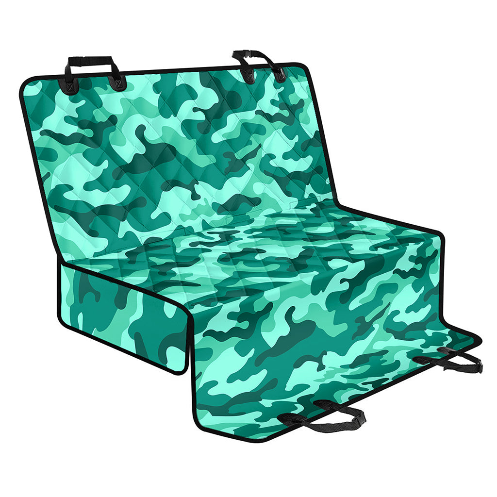 Teal Camouflage Print Pet Car Back Seat Cover