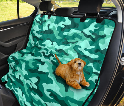 Teal Camouflage Print Pet Car Back Seat Cover
