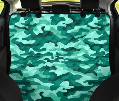 Teal Camouflage Print Pet Car Back Seat Cover