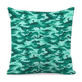 Teal Camouflage Print Pillow Cover