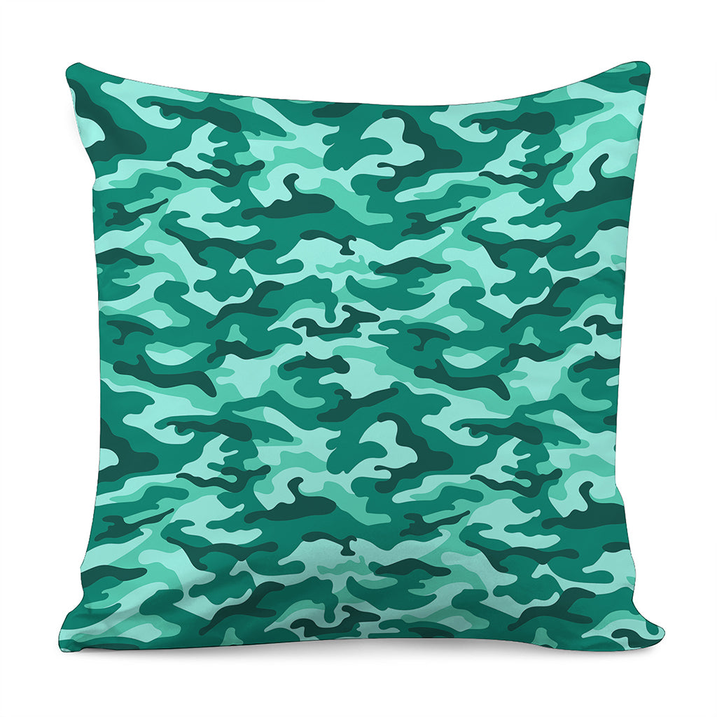 Teal Camouflage Print Pillow Cover