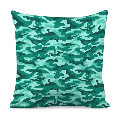 Teal Camouflage Print Pillow Cover