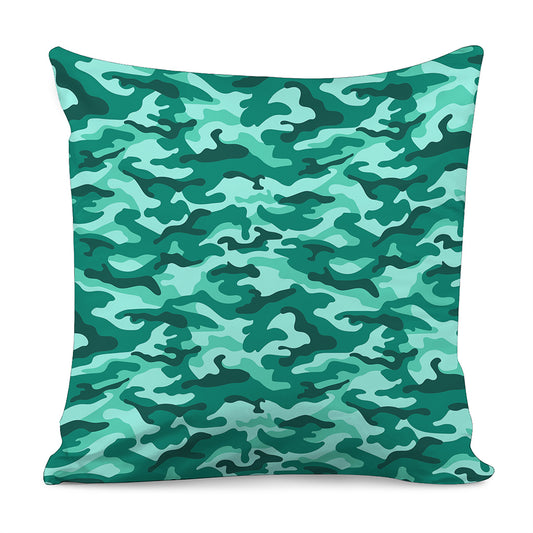 Teal Camouflage Print Pillow Cover