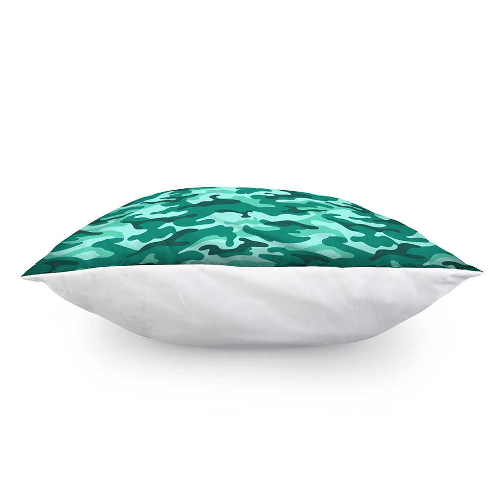Teal Camouflage Print Pillow Cover