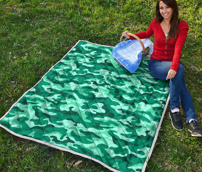 Teal Camouflage Print Quilt