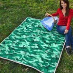 Teal Camouflage Print Quilt
