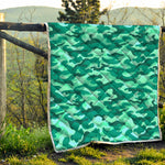 Teal Camouflage Print Quilt