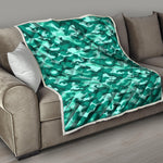 Teal Camouflage Print Quilt