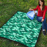 Teal Camouflage Print Quilt