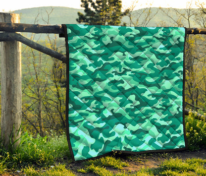 Teal Camouflage Print Quilt