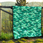 Teal Camouflage Print Quilt