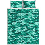 Teal Camouflage Print Quilt Bed Set