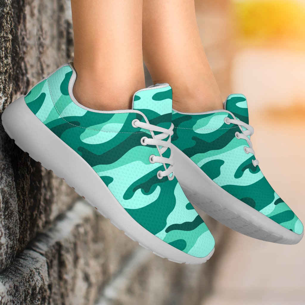 Teal Camouflage Print Sport Shoes GearFrost