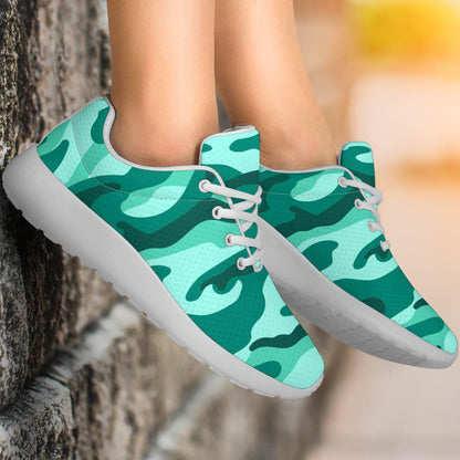 Teal Camouflage Print Sport Shoes GearFrost
