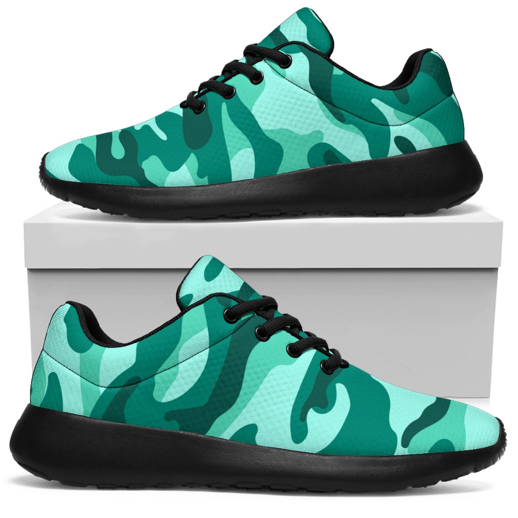 Teal Camouflage Print Sport Shoes GearFrost