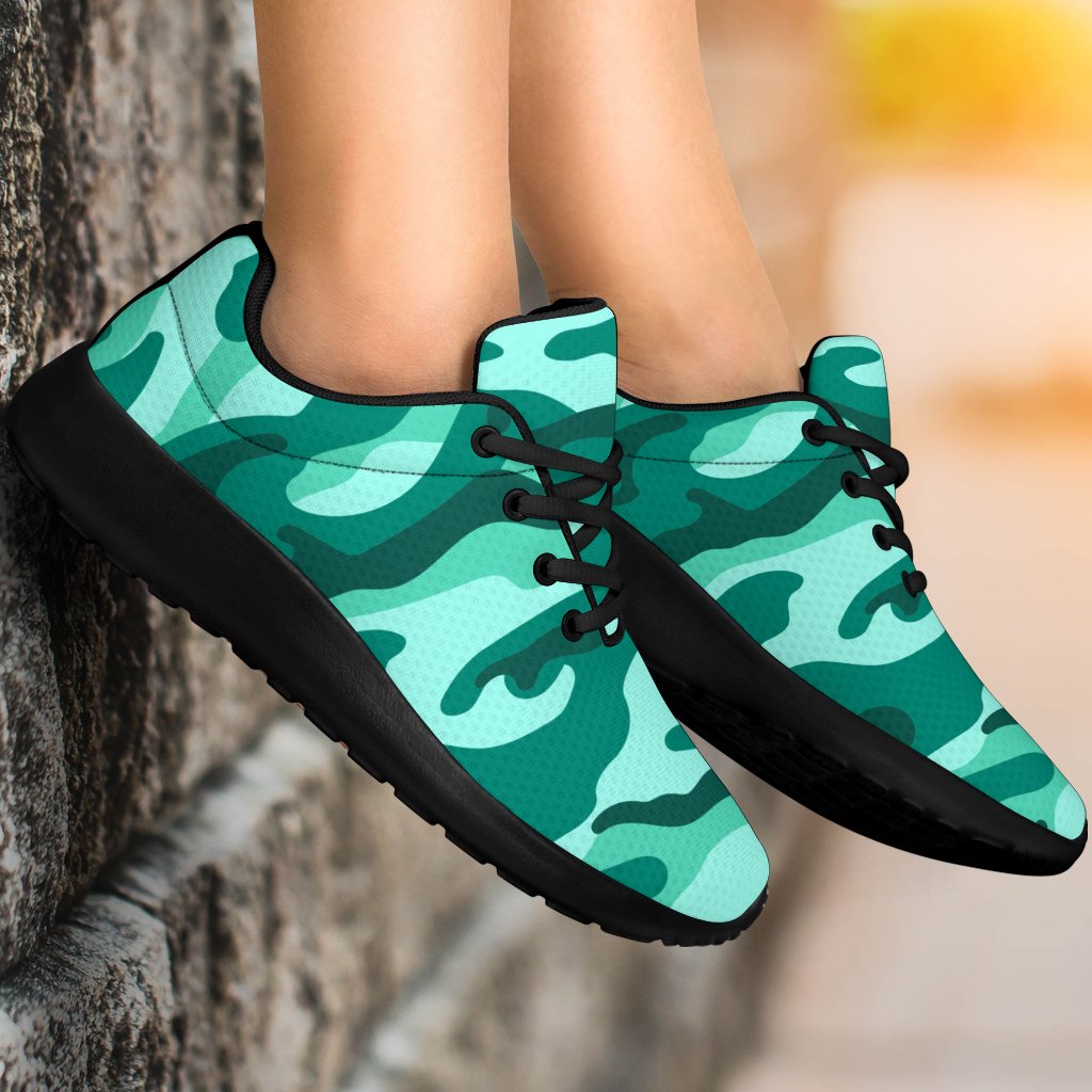 Teal Camouflage Print Sport Shoes GearFrost