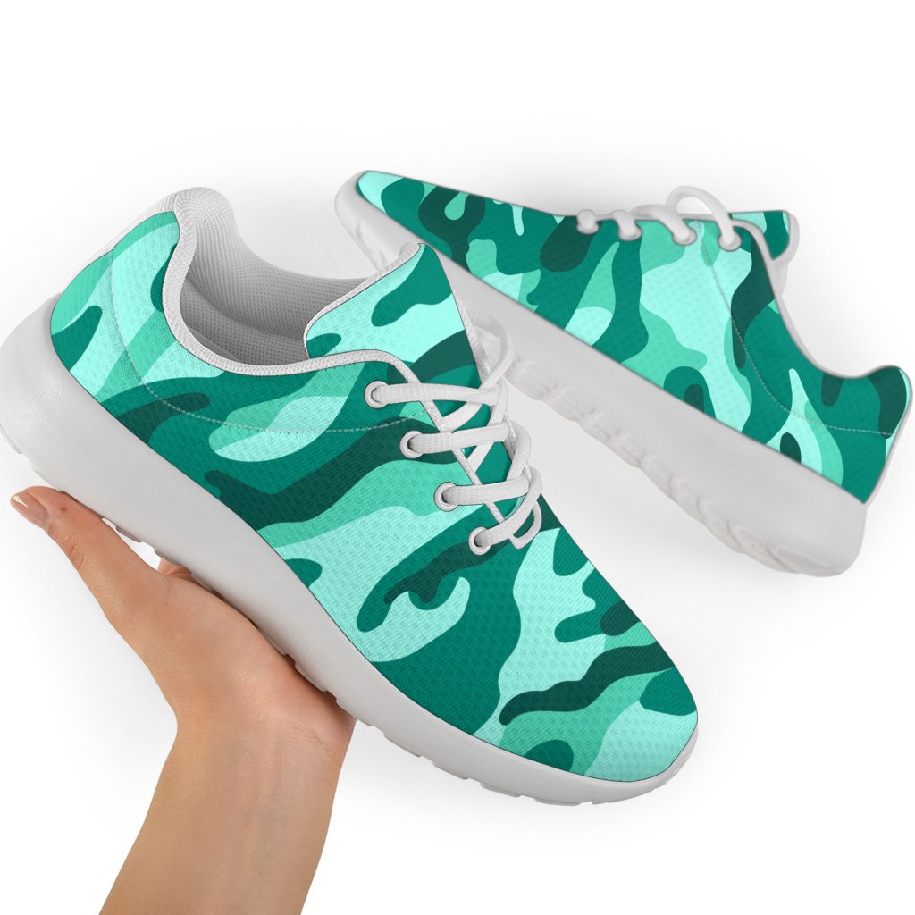 Teal Camouflage Print Sport Shoes GearFrost