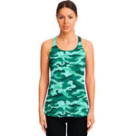Teal Camouflage Print Women's Racerback Tank Top