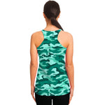 Teal Camouflage Print Women's Racerback Tank Top