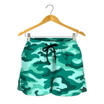 Teal Camouflage Print Women's Shorts
