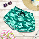 Teal Camouflage Print Women's Shorts
