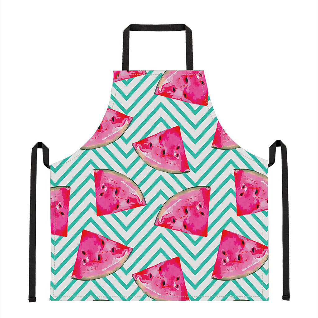 Teal Chevron Watermelon Pattern Print Apron