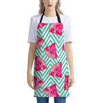 Teal Chevron Watermelon Pattern Print Apron