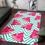 Teal Chevron Watermelon Pattern Print Area Rug GearFrost