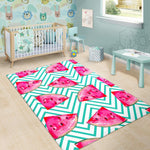 Teal Chevron Watermelon Pattern Print Area Rug GearFrost