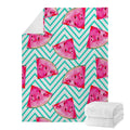 Teal Chevron Watermelon Pattern Print Blanket